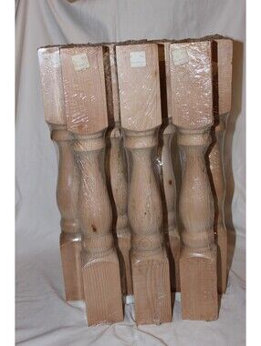 Set of 7 Vintage Sealed 18" x 2-3/8" Turned Pine Wood Table Furniture Legs NOS